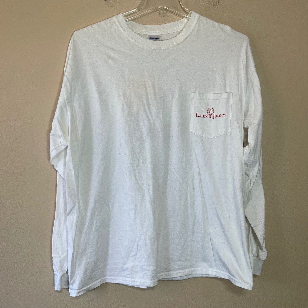 Lauren James White Long Sleeve Pocket Tee Southern Sweet Tea Graphic XL